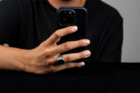 Octagon Cut Black Onyx Silver Ring