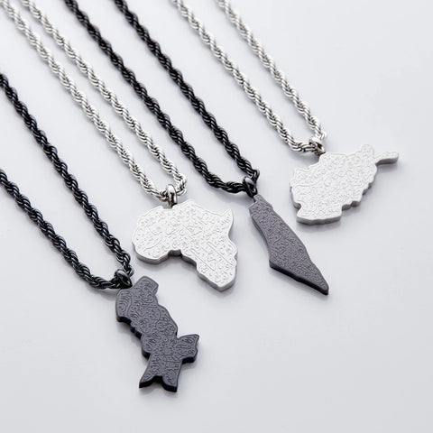 Ayatul Kursi Country Map Necklace  Men