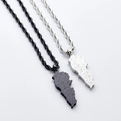 Ayatul Kursi Country Map Necklace  Men