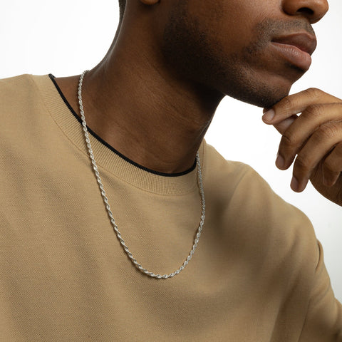 Rope Chain Necklace  Sterling Silver