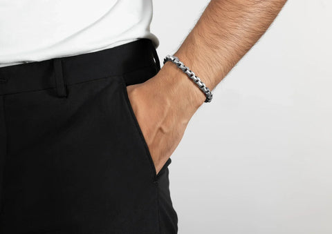 Multi-Faceted Box Link Men Bracelet