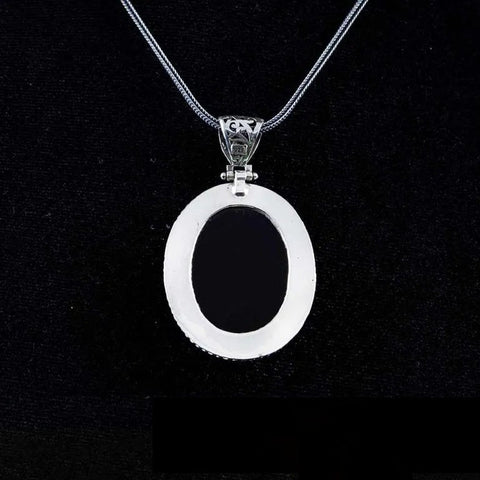 Nalain Shareef D Shape Black Aqeeq Pendant In 925