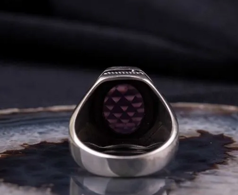 Octagon Amethyst Zircon Silver Ring