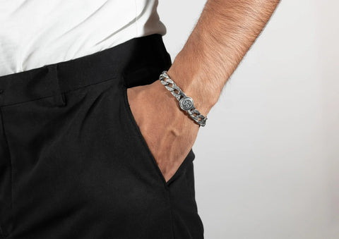 Rotating Om Cuban Men Bracelet