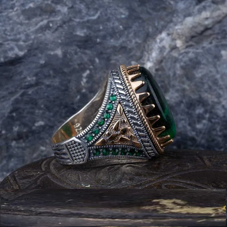 Royal Collection Green Tiger Eye Silver Ring No2