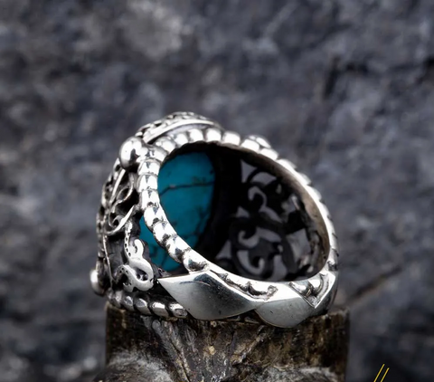 Seal Of Prophet Mohammad Turquoise Feroza Ring
