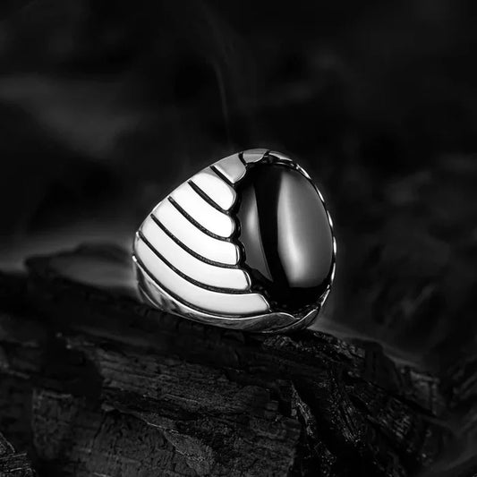 CAT EYE WAVES MEN'S RING - SILVER