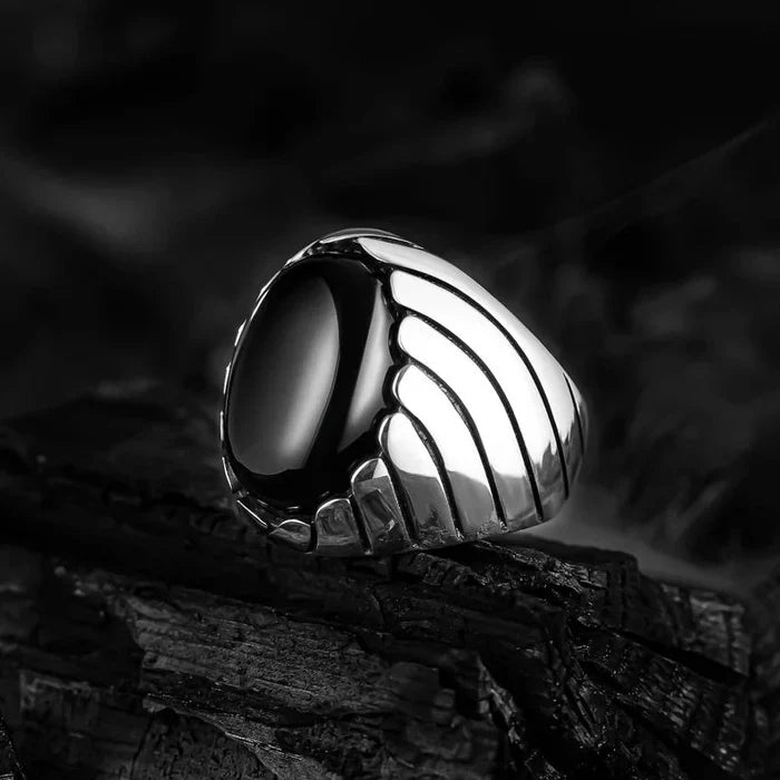 CAT EYE WAVES MEN'S RING - SILVER