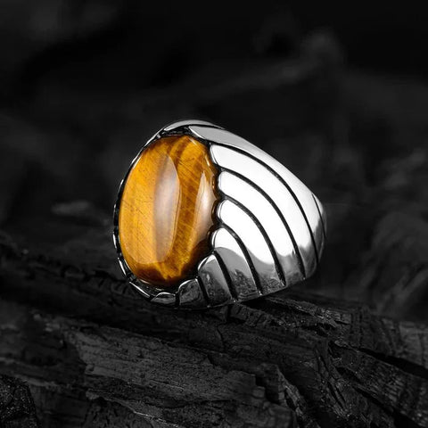 CAT EYE WAVES MEN'S RING - 925 SILVER