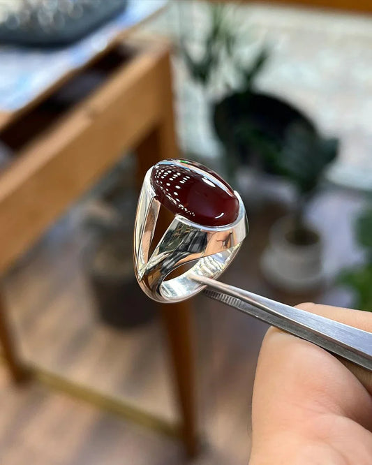 Yemeni Aqeeq Ring (Silver)