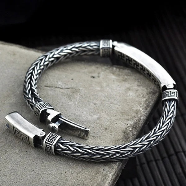 Sterling Silver Revolve Pattern Chain Bracelet
