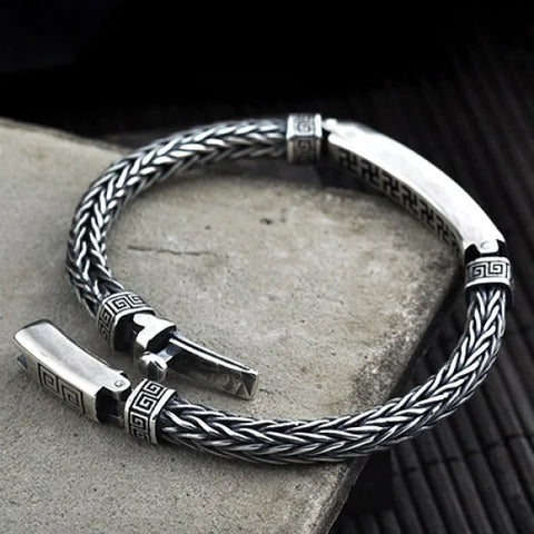 Sterling Silver Revolve Pattern Chain Bracelet