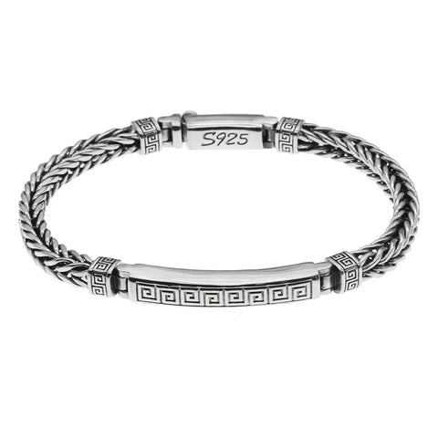 Sterling Silver Revolve Pattern Chain Bracelet
