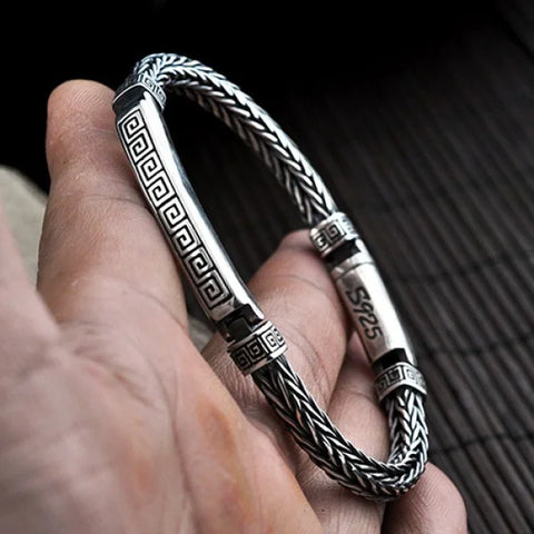 Sterling Silver Revolve Pattern Chain Bracelet