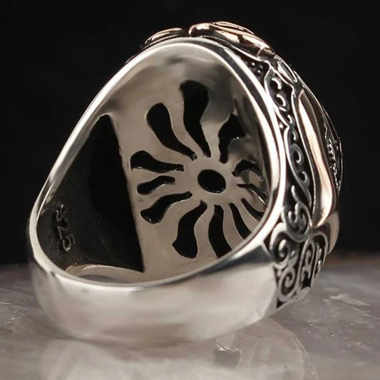 Carnelian Agate Aqeeq Silver Elegant Mens Ring