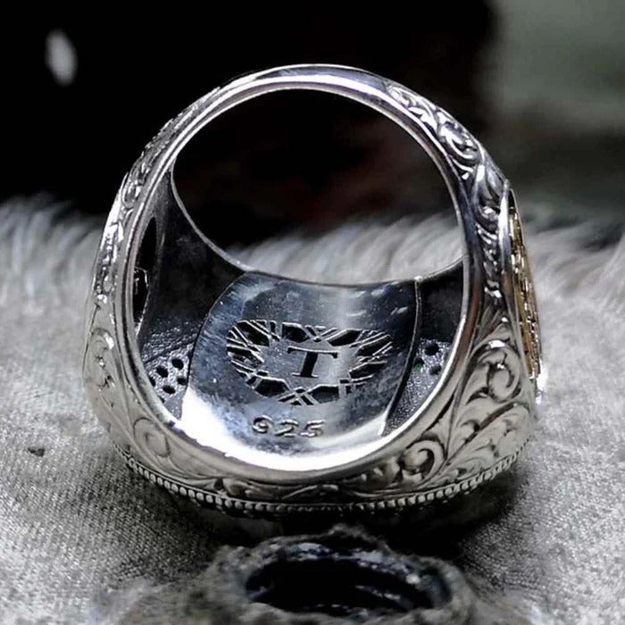 Customizable Seal of Solomon Silver Mens Ring