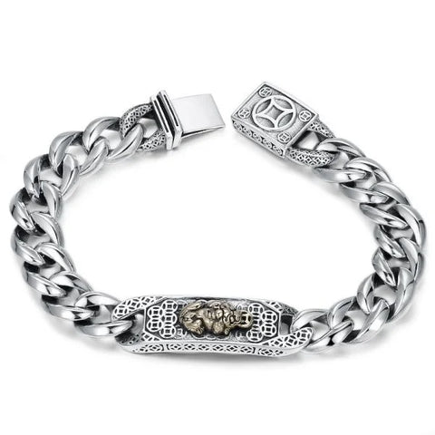 Sterling Silver Pixiu Curb Chain Bracelet
