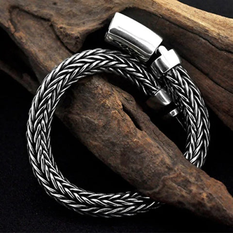 Sterling Silver Braided Chunky Chain Bracelet