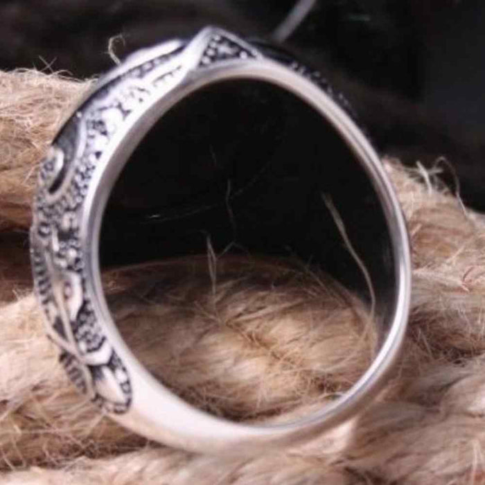 Exclusive Beautiful Onyx Stone Silver Mens Ring
