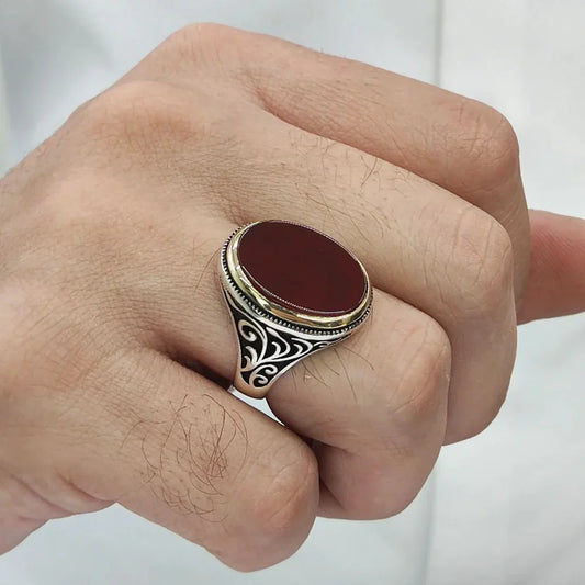 Classic Aqeeq -Silver Ring