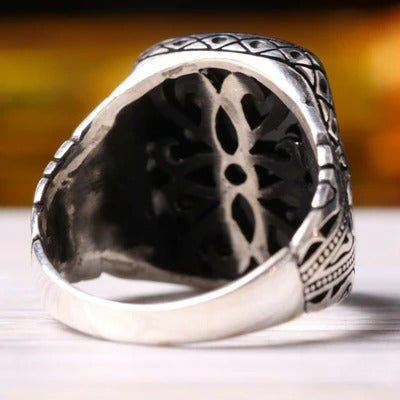 Fresh Silver Black Onyx Stone Mens Ring