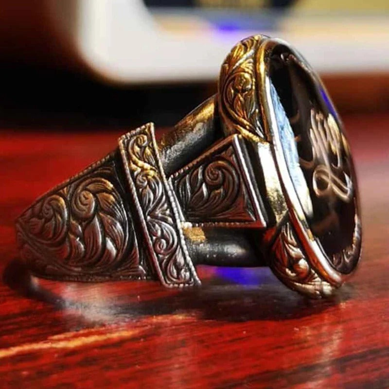 Hand Engraved Customizable Name Silver Mens Ring