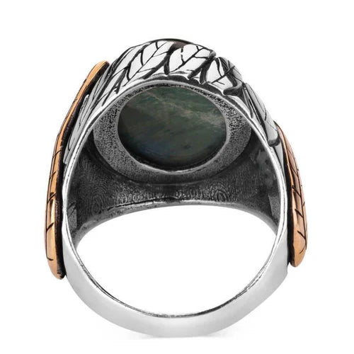 Handmade Silver Natural Blue Tigers Eye Stone Mens Ring
