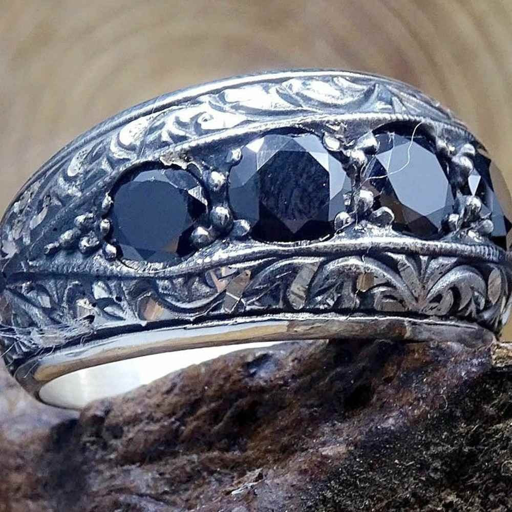 Handmade Silver Ring with Noble and Harsh Onyx Stone