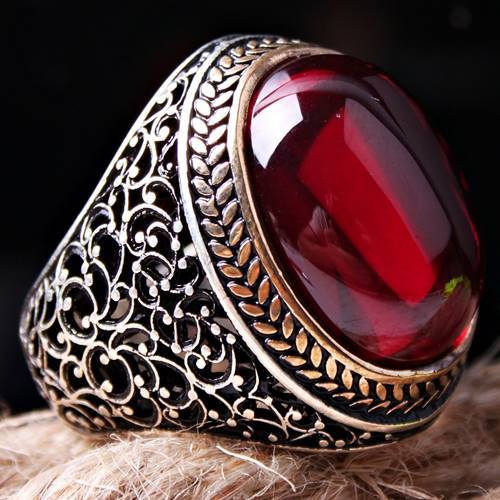 Most Selling Ruby Stone Silver Elegant Mens Ring