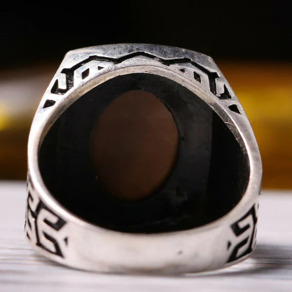 Original Handmade Silver Tigers Eye Stone Mens Ring