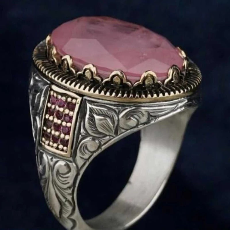 Pink Paraiba Tourmaline Stone Silver Mens Ring