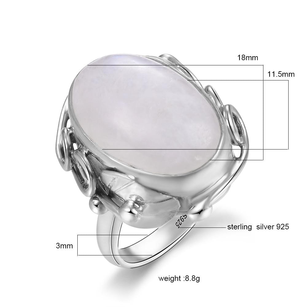 New Vintage Silver Moon Stone Ring IS2 IS1 VAL1 NS3