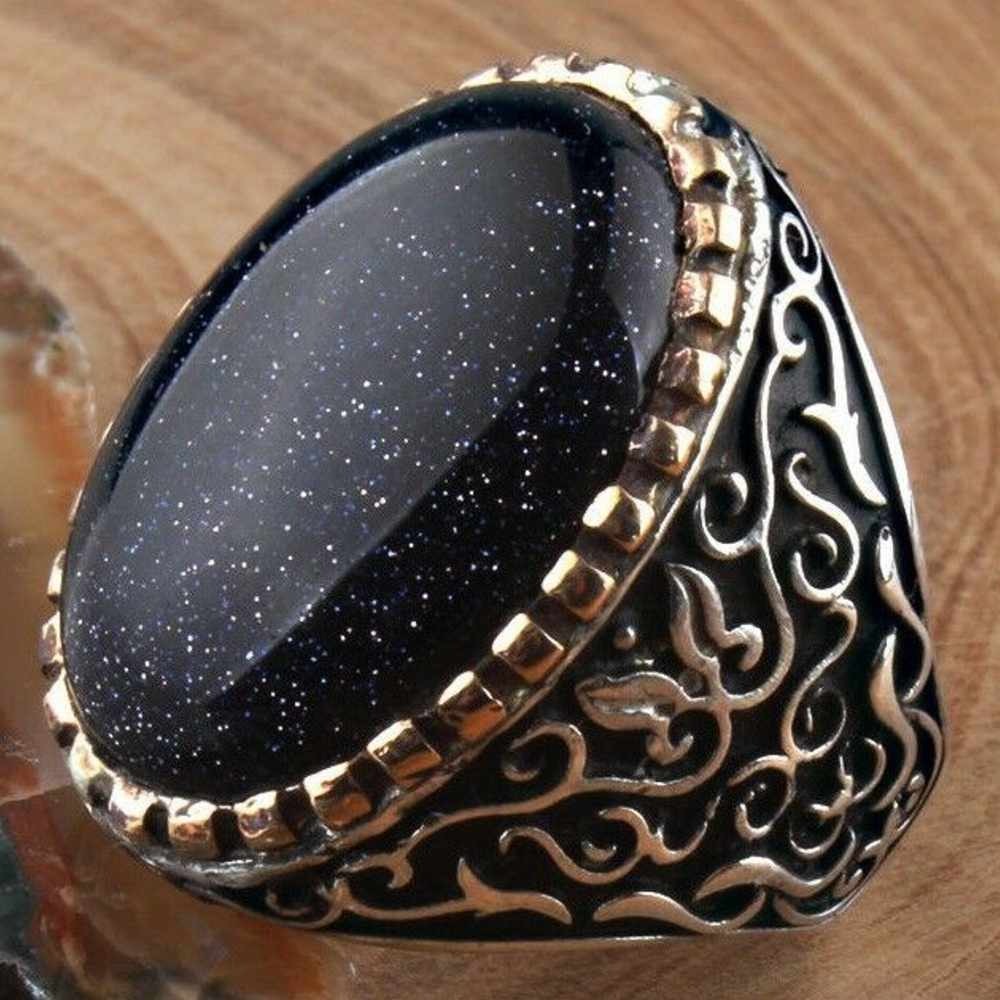 Special Silver Original Agate Stone Mens Ring