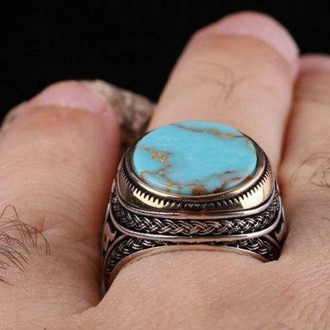 Turquoise Stone Best 925 Sterling Silver Mens Ring