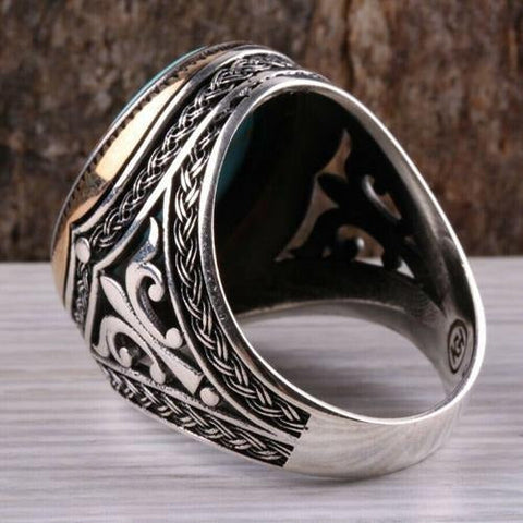 Turquoise Stone Best 925 Sterling Silver Mens Ring